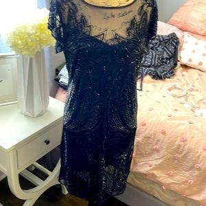 Navy and Black beaded Dress